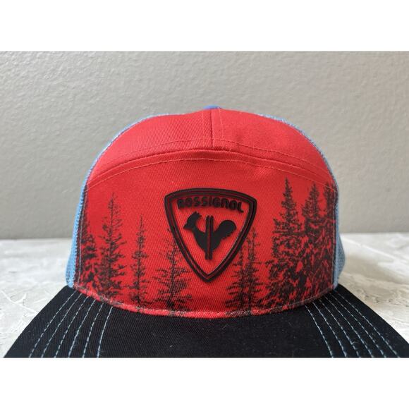 Rossignol Five Panel Hat Colorblock Skiing Blue Red One Size - Picture 5 of 7